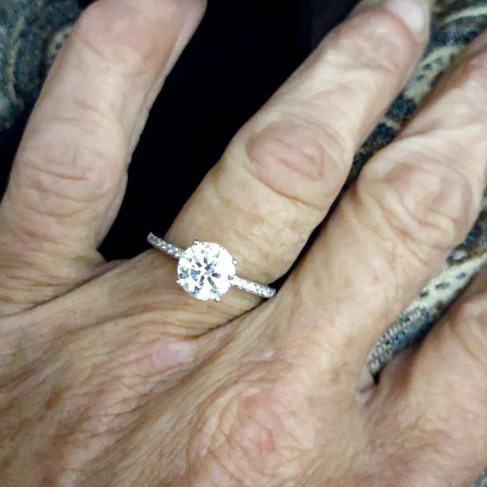 Certified 2ct Round Moissanite White Gold Ring - Picture 3 of 13